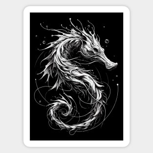 Monochromatic Outline Hippocampus Seahorse Underwater Sticker